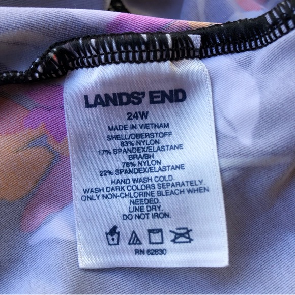 Lands End Women’s Plus Swimsuit Bathing Suit Tankini Top Bright Flowers 3X - 24W - Picture 6 of 7